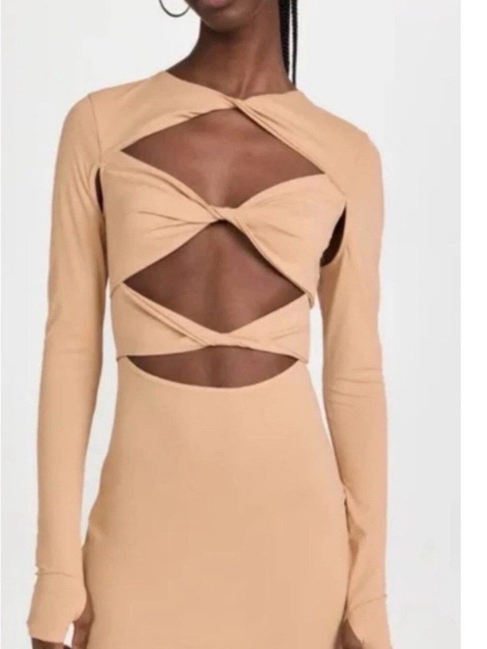 Revolve Liones Mendez bodycon mini dress “honey nude” size S
